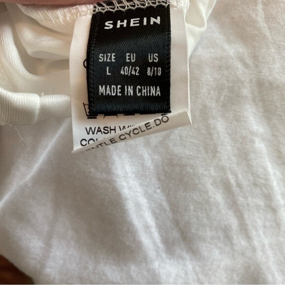 NWOT Shein Lacy Floral White Wrap Front V Neckline Spaghetti Strap Dress Size L - Picture 8 of 10